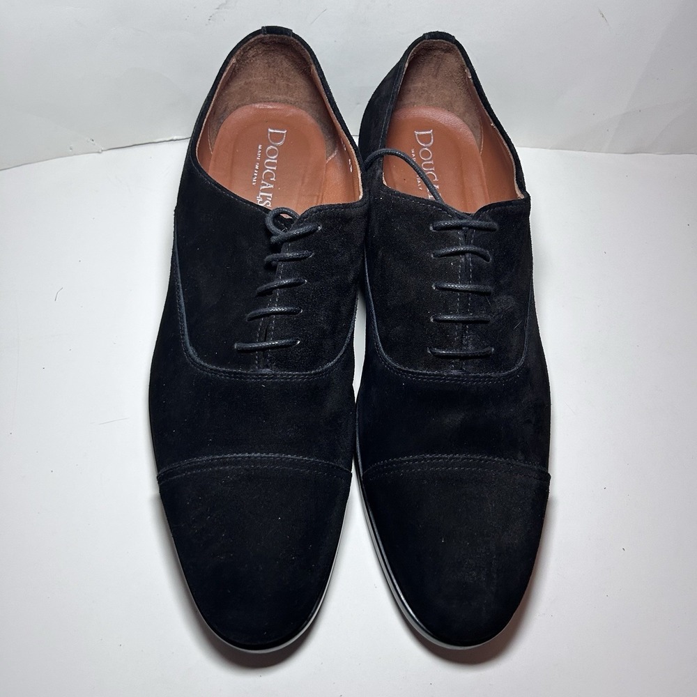 Doucal's Lace Up Black Suede Cap Toe Oxford Men's EU 45 US 11.5-12 Made In Italy